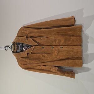 Retro 90's Guillaume Tan/Camel Suede Women's Blazer/Jacket With Paisley Lining